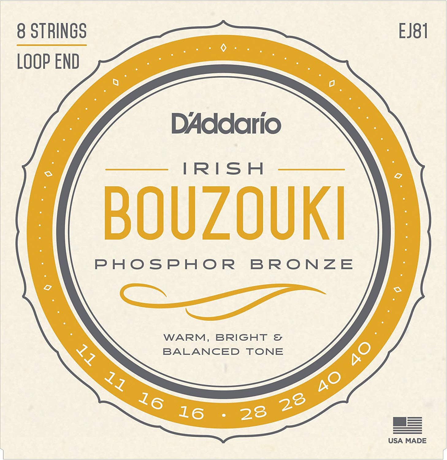 Струны для ирландского бузуки D'Addario Phosphor Bronze EJ81 (8 шт)