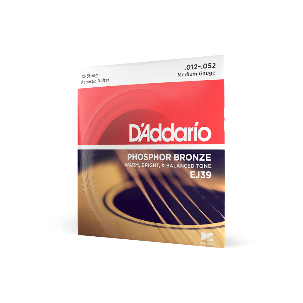 Струны для акустической 12-струнной гитары D'Addario Phosphor Bronze EJ39 Medium (12 шт)