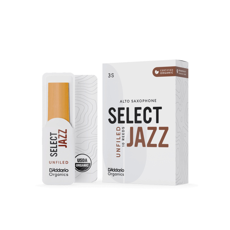 Трости для альт саксофона D'Addario Organic Select Jazz Unfiled №3S (10 шт)