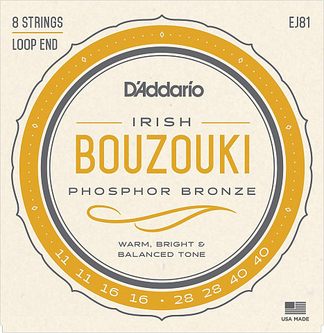 Струны для ирландского бузуки D'Addario Phosphor Bronze EJ81 (8 шт)