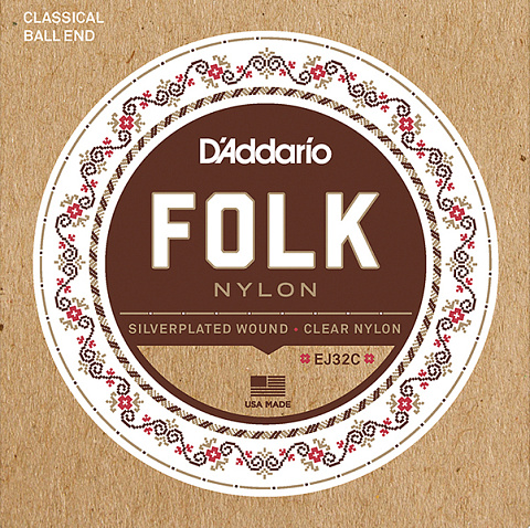Струны для классической гитары D'Addario Folk EJ32C (6 шт)