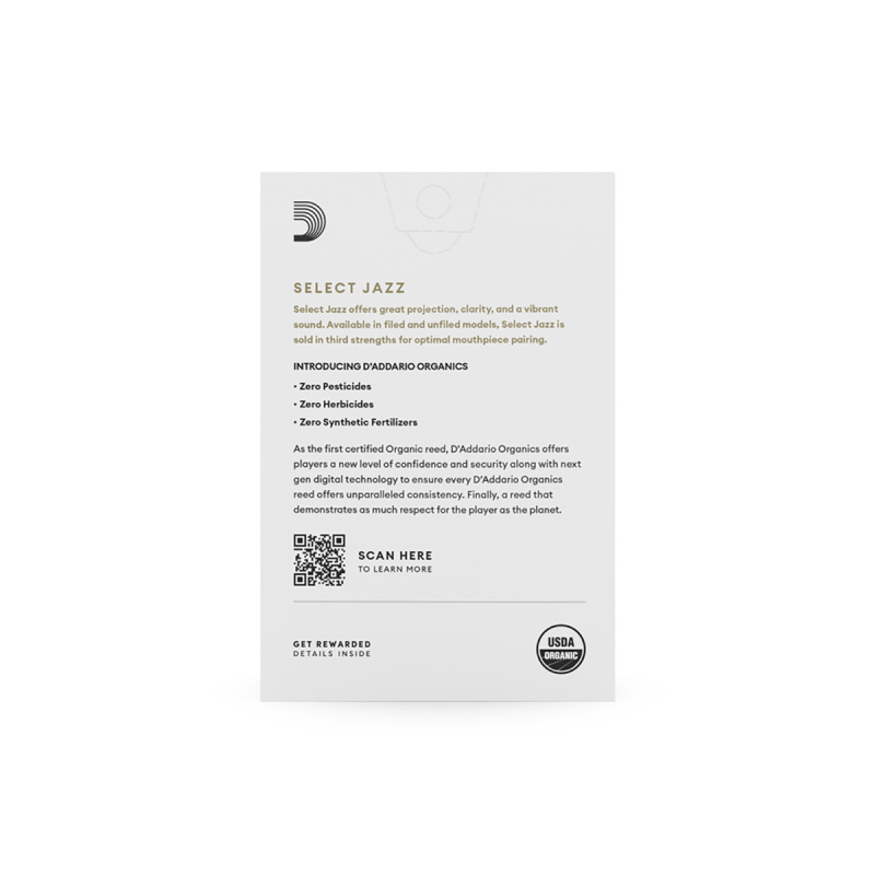 Трости для альт саксофона D'Addario Organic Select Jazz filed №2H (10 шт)