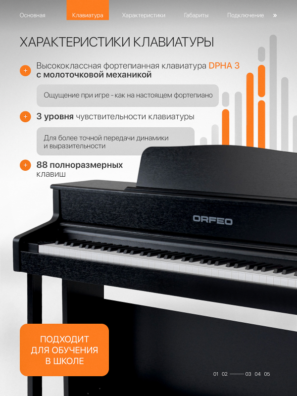 Цифровое пианино Orfeo E-12 черное, с наушниками