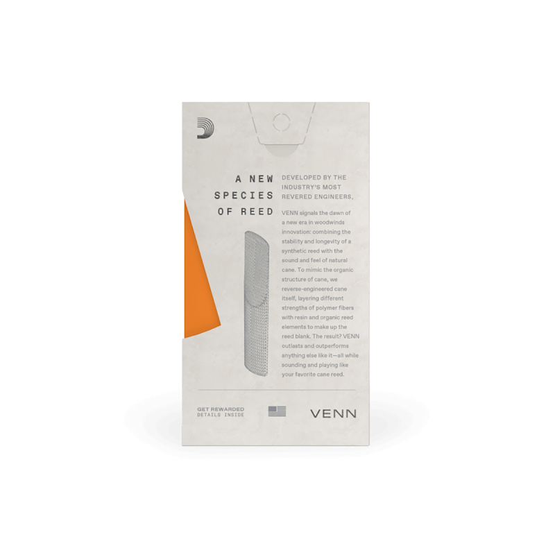 Трость для тенор саксофона D'Addario VENN №2.5 пластиковая Трость для тенор саксофона D'Addario VENN №2.5 пластиковая
