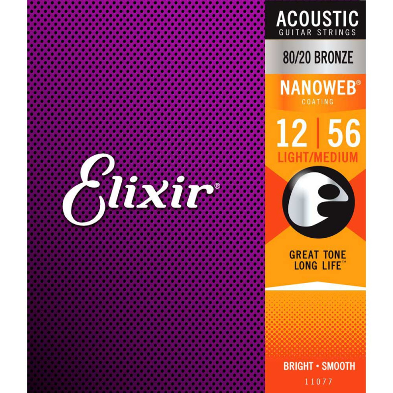 Струны для акустической гитары Elixir Nanoweb 11077 Light-Medium (6 шт)